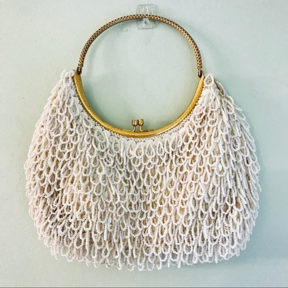Vintage Sequin and Pearl Handbag with Gold Handle - Picture 2 of 11
